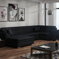 Sedacia súprava do U PALERMO, 360x80x185 cm, sawana14 black, pravá -  - 0