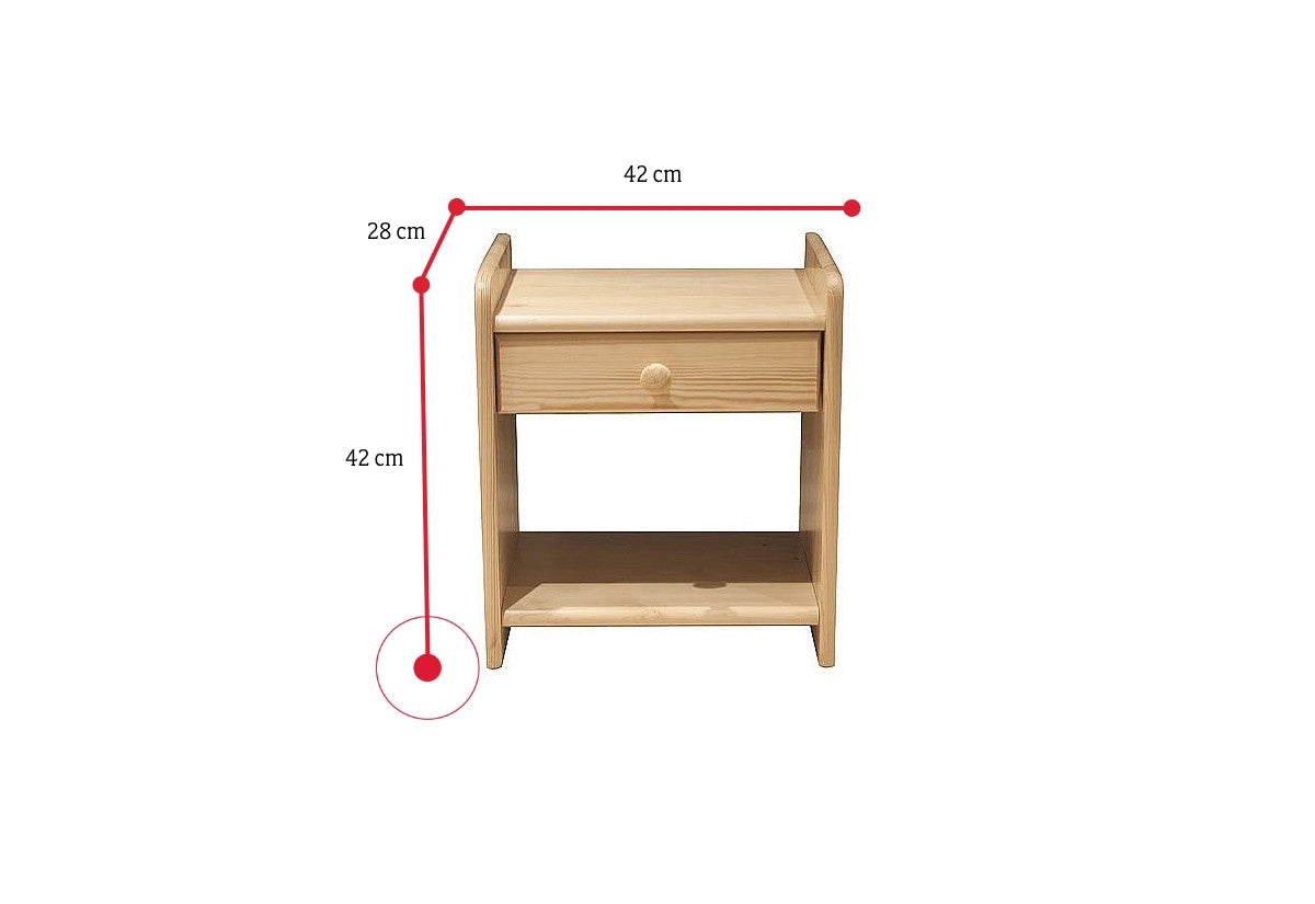 Nočný stolík z masívu ROSE - ROZMEROVKA - 1