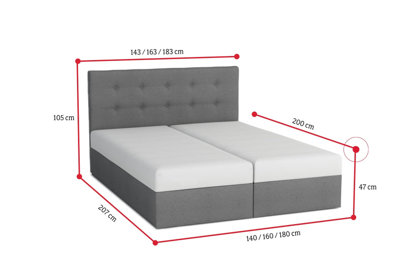 Čalúnená posteľ DOUBLE 2 + úložný priestor + matrac - ROZMEROVKA - 4