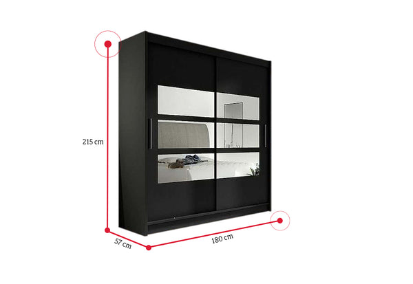 Posuvná šatníková skriňa CARLA III so zrkadlom - ROZMEROVKA - 2