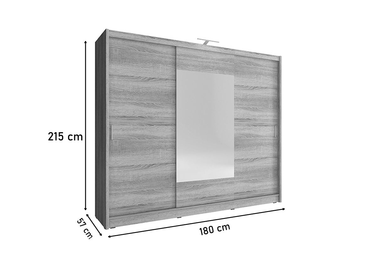 Posuvná šatníková skriňa CARLA VII so zrkadlom - ROZMEROVKA - 1