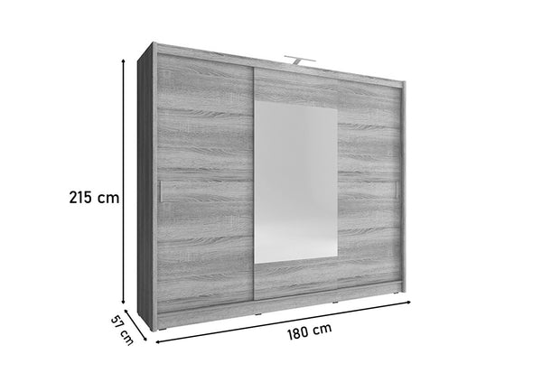 Posuvná šatníková skriňa CARLA VII so zrkadlom - ROZMEROVKA - 1