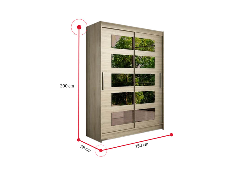 Posuvná šatníková skriňa STAWEN V so zrkadlom - ROZMEROVKA - 2