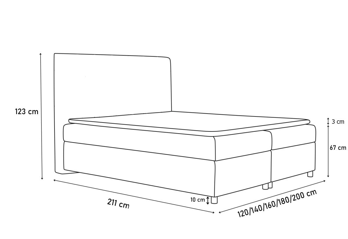 Čalúnená posteľ NELA + úložný priestor + topper - ROZMEROVKA - 1