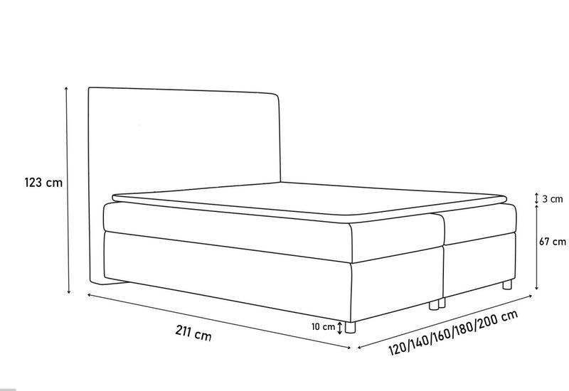 Čalúnená postel MONA + úložný priestor + topper - ROZMEROVKA - 1