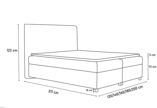 Čalúnená posteľ GUN + úložný priestor + topper - ROZMEROVKA - 1