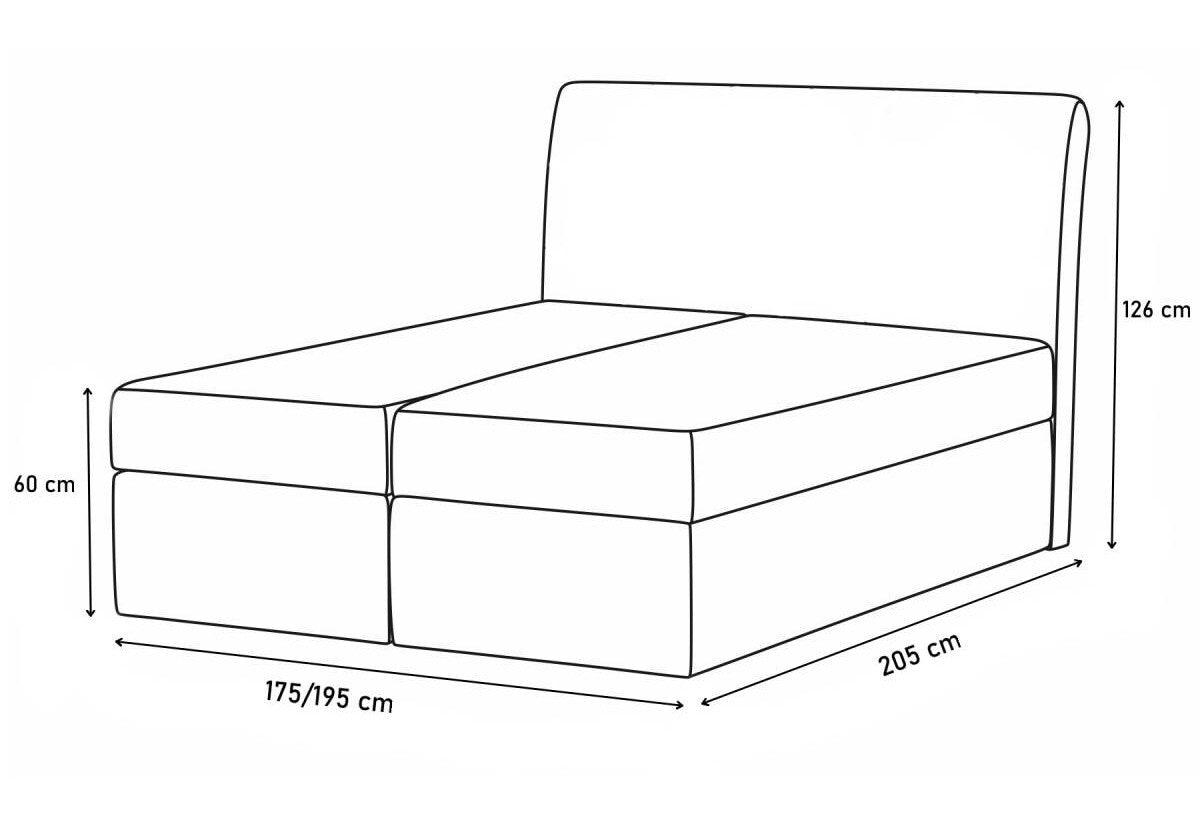 Čalúnená posteľ boxspring KATELYN + úložný priestor + topper - ROZMEROVKA - 1