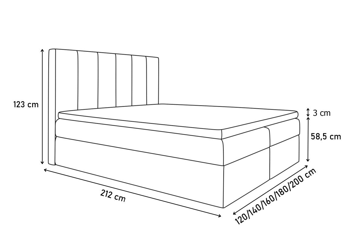 Čalúnená posteľ LILIANA + úložný priestor + topper - ROZMEROVKA - 1