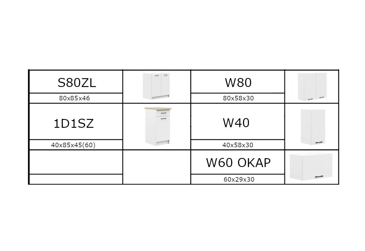 Kuchynská zostava KOSTA 180 - ROZMEROVKA - 3