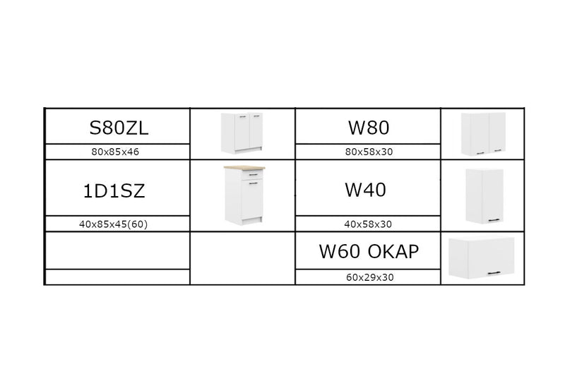 Kuchynská zostava KOSTA 180 - ROZMEROVKA - 3