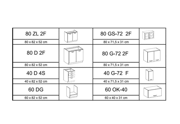 Kuchynská zostava AVIGNON 260 - ROZMEROVKA - 1