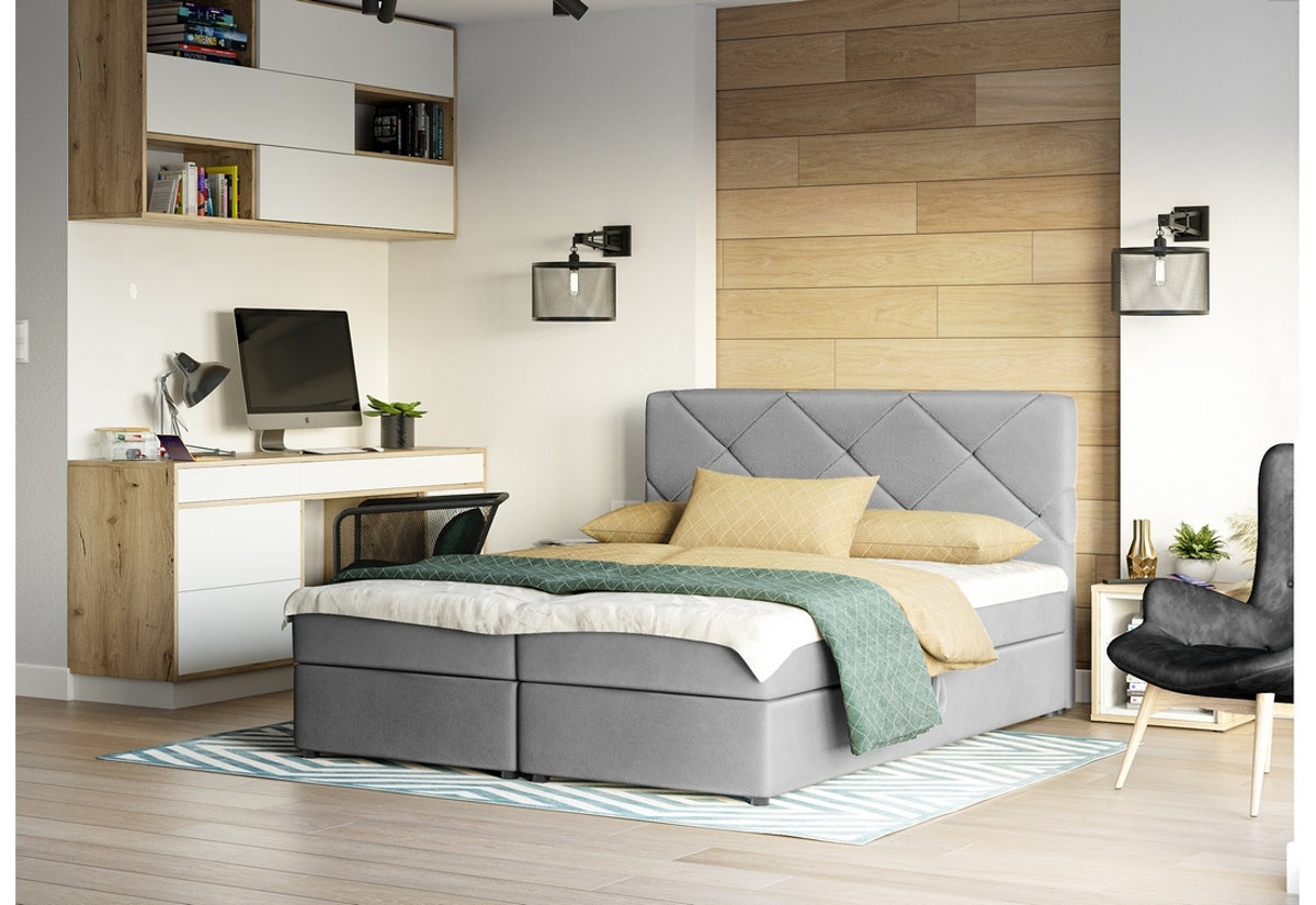 Čalúnená posteľ boxspring SCARLETT + úložný priestor + topper - ARANZ - 1