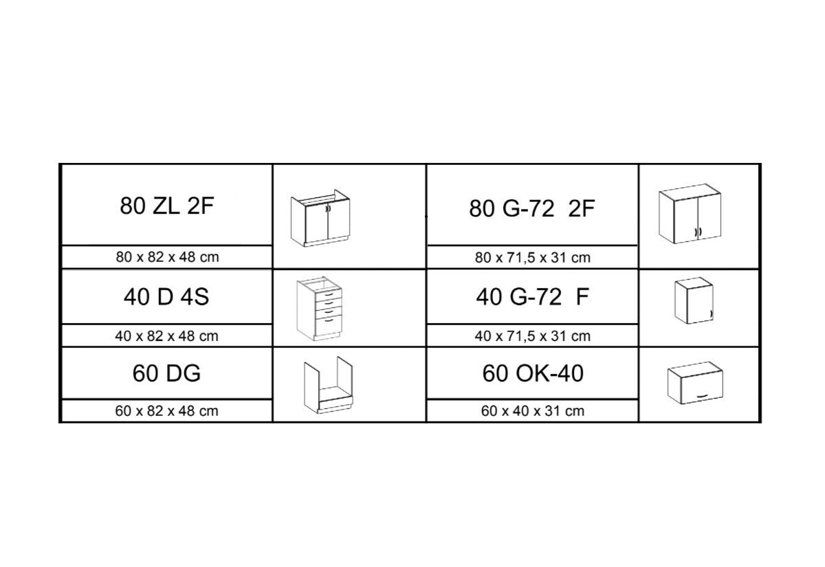Kuchynská zostava AVRIL 180 - ROZMEROVKA - 1