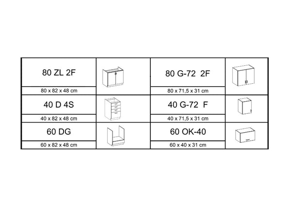 Kuchynská zostava AVRIL 180 - ROZMEROVKA - 1