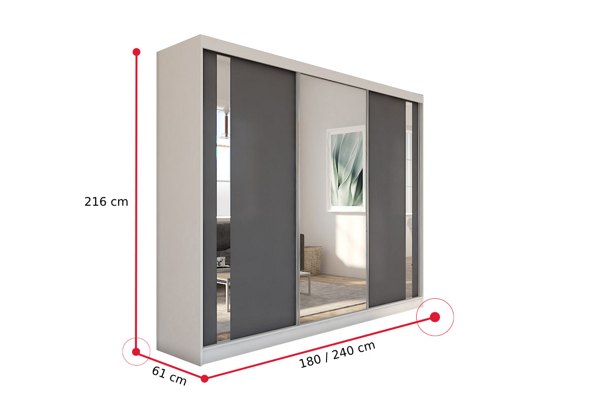 Skriňa s posuvnými dverami a zrkadlom GAJA - ROZMEROVKA - 8