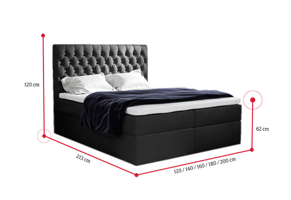 Čalúnená posteľ boxspring TOMIO + úložný priestor + topper - ROZMEROVKA - 3