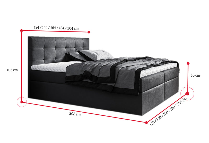 Čalúnená posteľ boxspring BRIGITE + úložný priestor + topper - ROZMEROVKA - 2