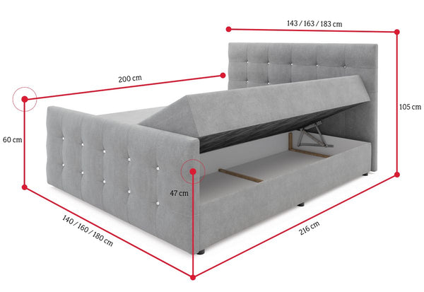 Čalúnená posteľ boxspring NAOMI - ROZMEROVKA - 2