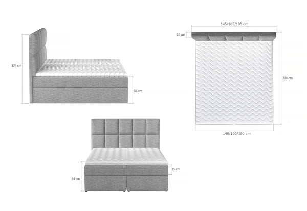 Čalúnená posteľ boxspring BRILLANTE - ROZMEROVKA - 1