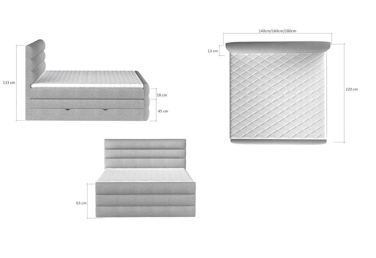 Čalúnená posteľ boxspring CARAMELLA + vrchný matrac - ROZMEROVKA - 1