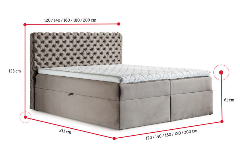 Čalúnená posteľ boxspring MARCH + topper - ROZMEROVKA - 1