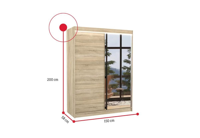 Posuvná skriňa so zrkadlom JORDAN - ROZMEROVKA - 1