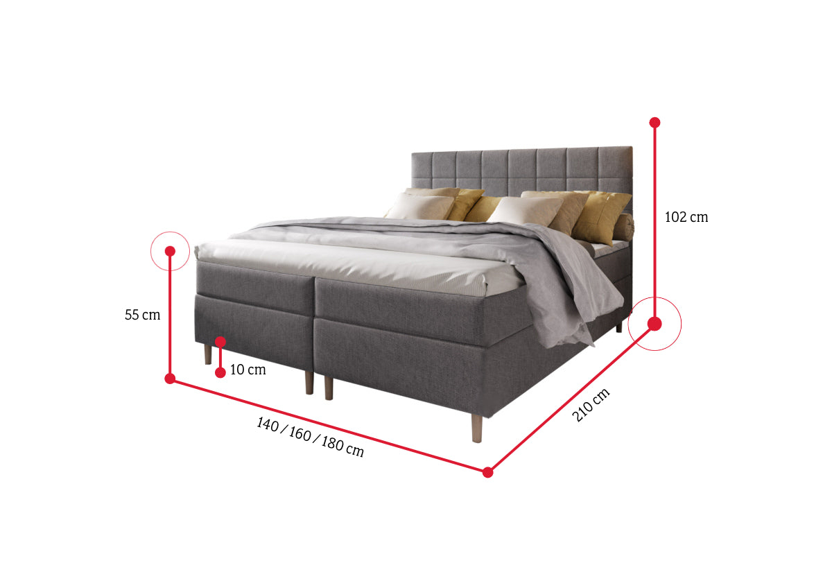 Čalúnená posteľ boxspring SICILIE - ROZMEROVKA - 2