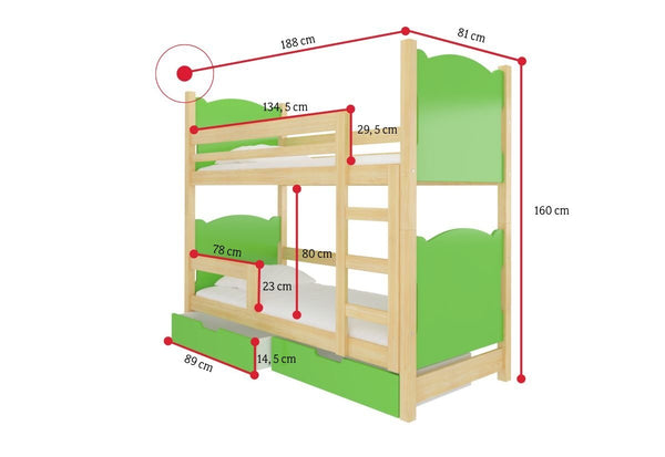 Detská poschodová posteľ BALADA 2 - ROZMEROVKA - 2