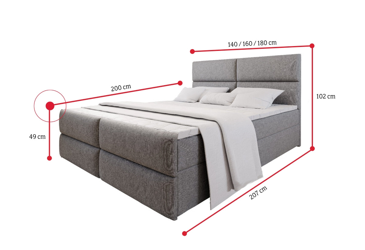 Čalúnená posteľ boxspring MILON + topper - ROZMEROVKA - 2