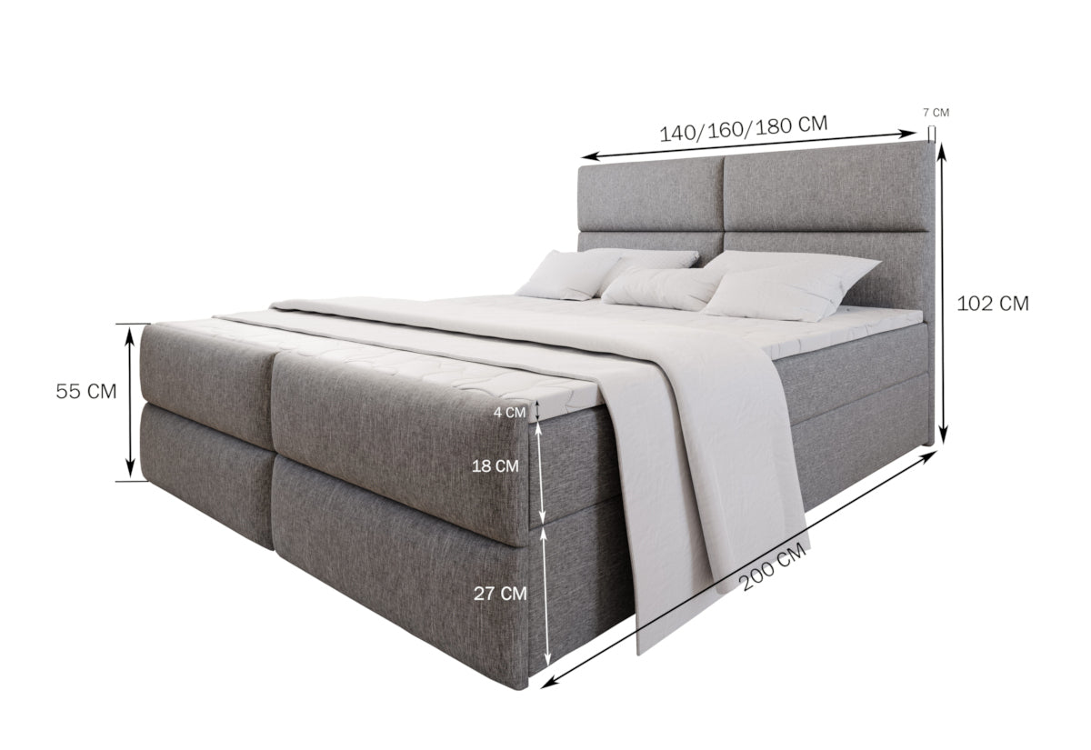 Čalúnená posteľ boxspring MILON + topper - ROZMEROVKA - 0