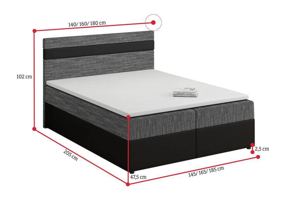 Čalúnená posteľ boxspring MODELA + topper - ROZMEROVKA - 2