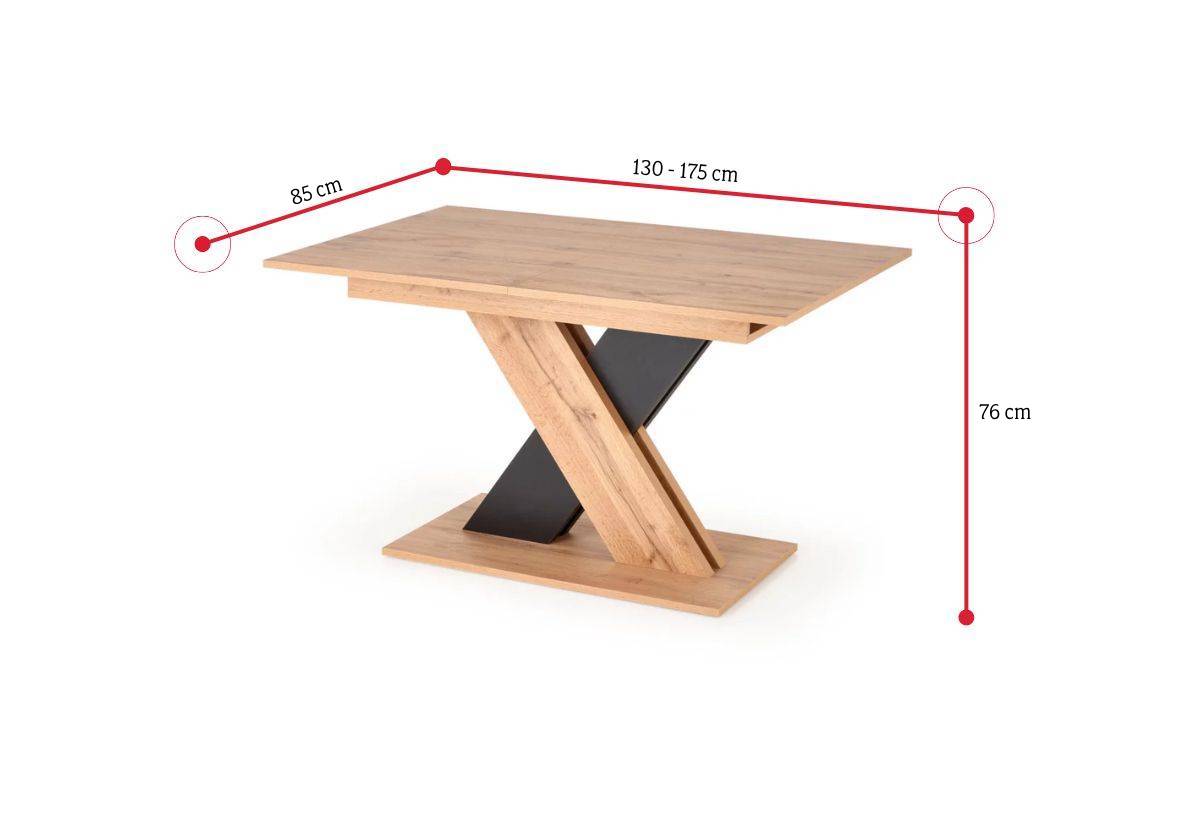 Rozkladací jedálenský stôl KARELO - ROZMEROVKA - 2