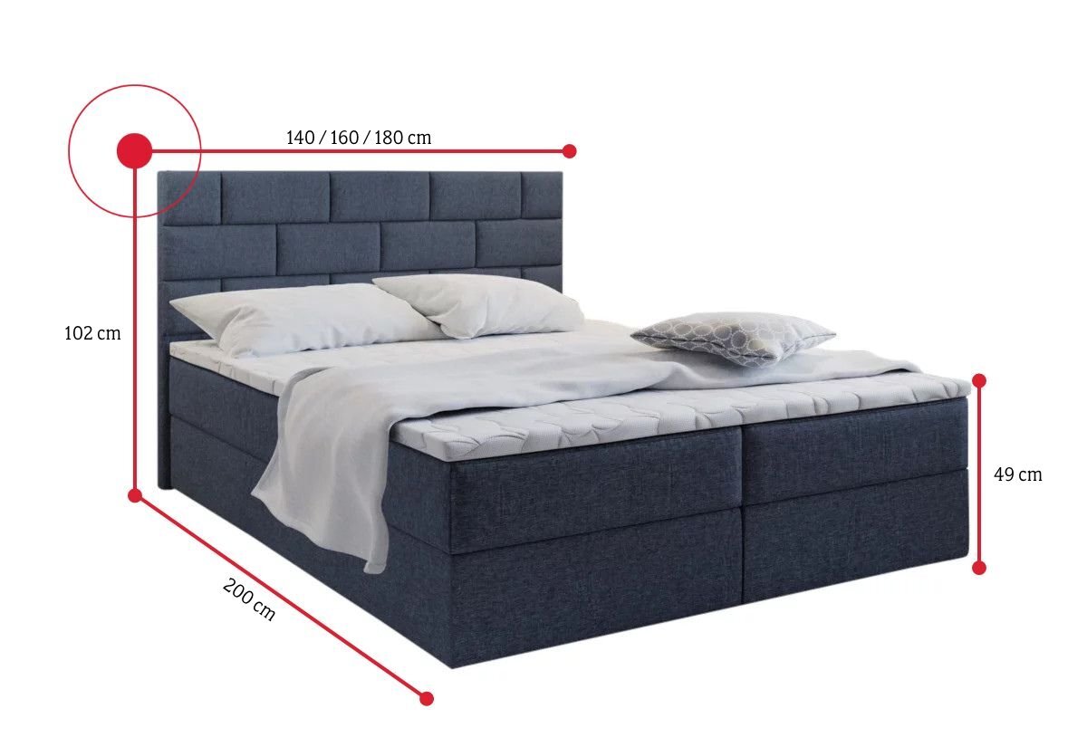 Čalúnená posteľ boxspring PERLA - ROZMEROVKA - 2