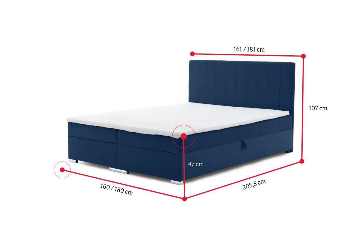 Čalúnená posteľ boxspring WILDE + vrchný matrac - ROZMEROVKA - 3