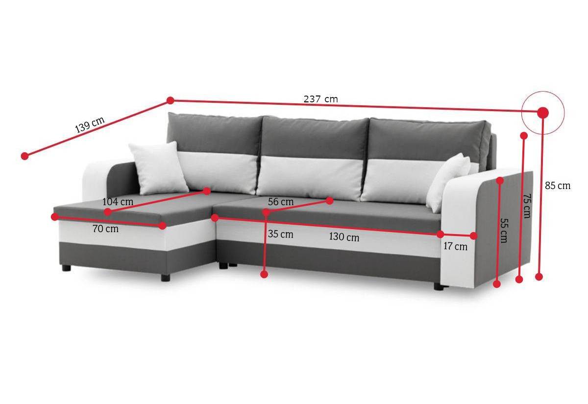 Rohová rozkladacia sedačka RENTO - ROZMEROVKA - 3