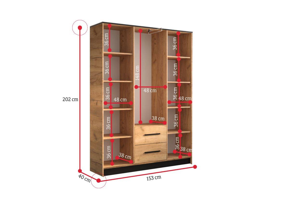 Šatníková skriňa WELA 3 - ROZMEROVKA - 2