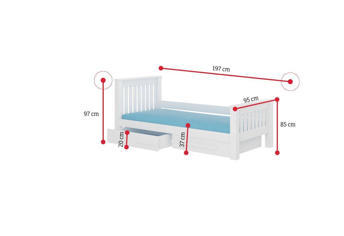 Detská posteľ ODILO - ROZMEROVKA - 1