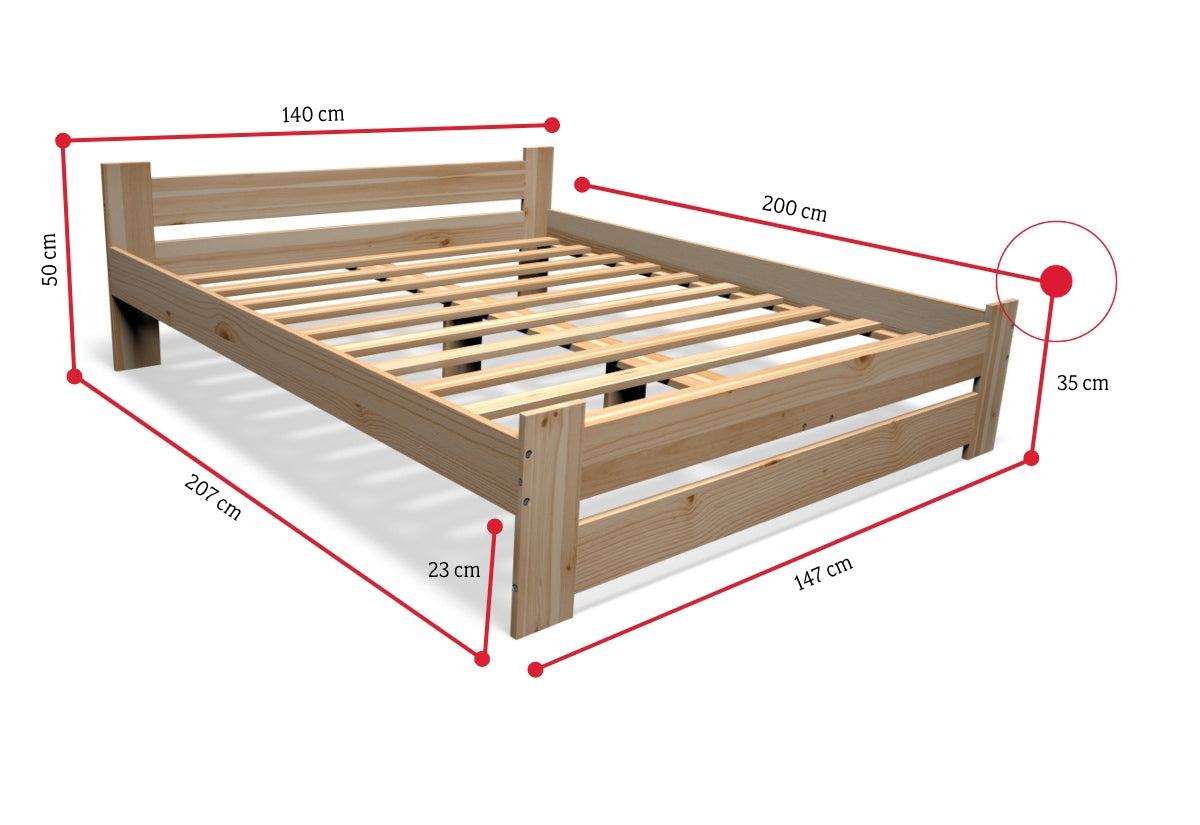 Posteľ z masívu STUDENT + matrac + rošt ZADARMO, 140x200 cm - ROZMEROVKA - 1