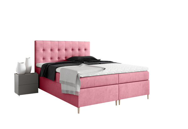 Čalúnená posteľ boxspring GLORIA + topper, 140x200, jasmine 72 -  - 0