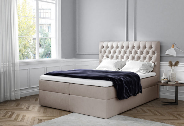 Čalúnená posteľ boxspring TOMIO + topper, 120x200, jasmine 21 -  - 0