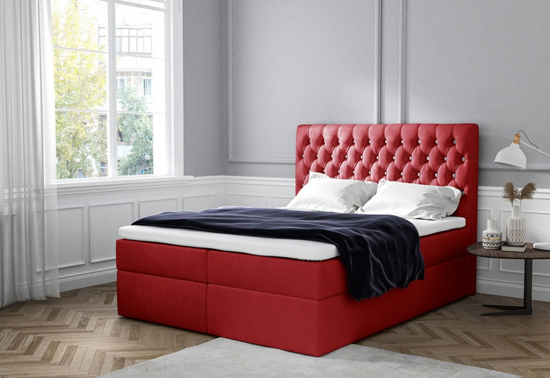 Čalúnená posteľ boxspring TOMIO + topper, 200x200, jasmine 60 -  - 0