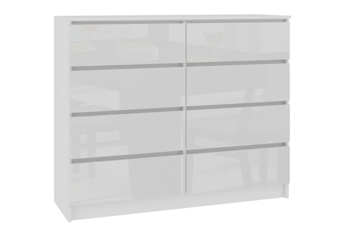 Komoda ARMARIA K140 8SZ, 138x99x40, biela/biela lesk -  - 0