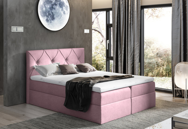 Čalúnená posteľ boxspring DIAMOND + topper, 180x200, fancy 63 -  - 0