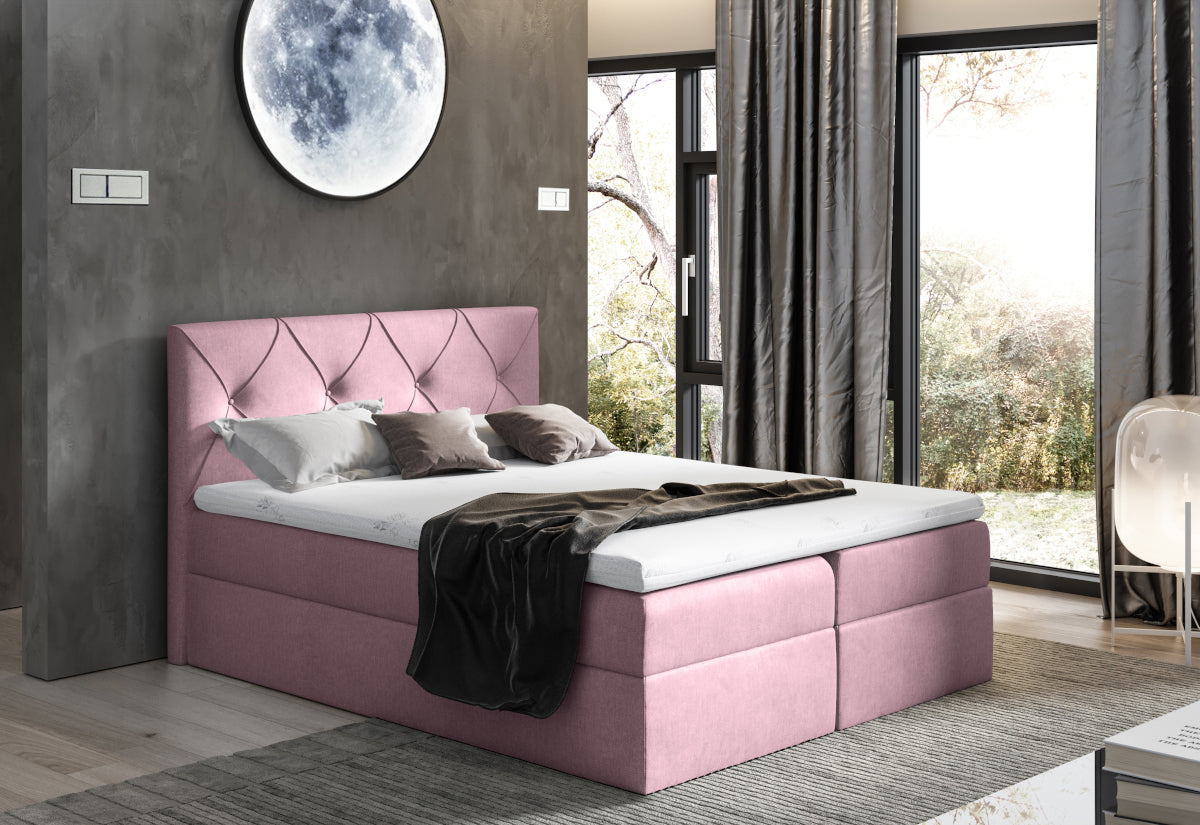 Čalúnená posteľ boxspring DIAMOND + topper, 200x200, fancy 63 -  - 0