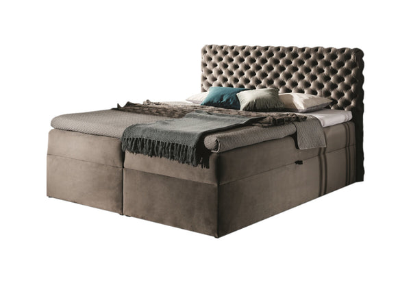 Čalúnená posteľ boxspring MARCH + topper, 120x200, riviera 16 -  - 0