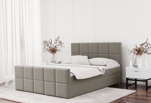 Čalúnená posteľ boxspring HANAMA + topper, 140x200, matt velvet 09 -  - 0