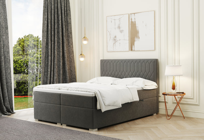 Čalúnená posteľ boxspring MARCHE + topper, 180x200, riviera 91 -  - 0