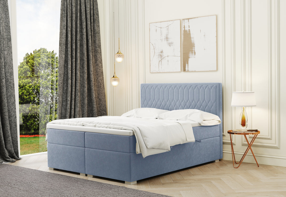 Čalúnená posteľ boxspring MARCHE + topper, 160x200, riviera 80 -  - 0