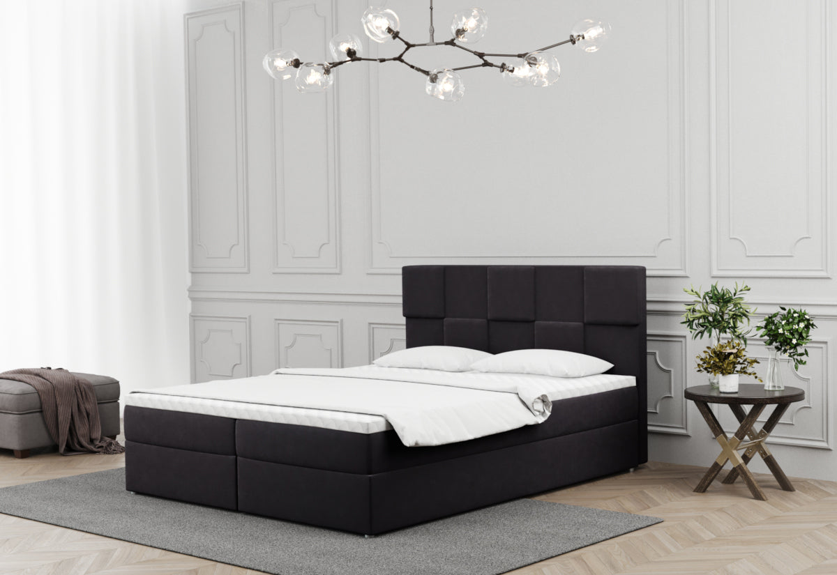 Čalúnená posteľ boxspring CHUCK + topper, 200x200, matt velvet 99 -  - 0