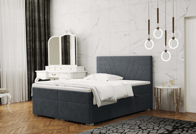 Čalúnená posteľ boxspring DASTER + topper, 160x200, matt velvet 93 -  - 0